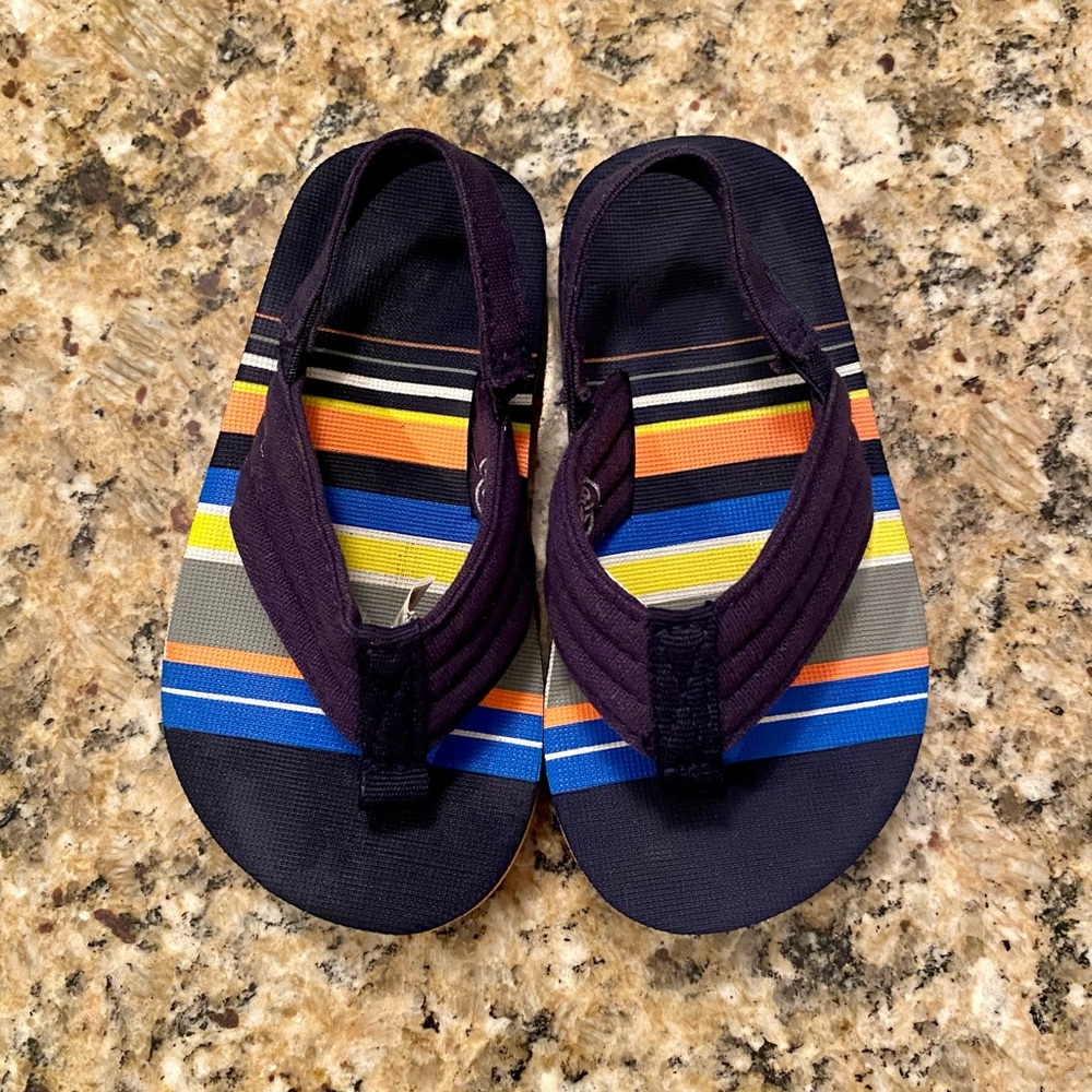 Boys Cat & Jack Striped Toddler Flip Flops Size M 7/8